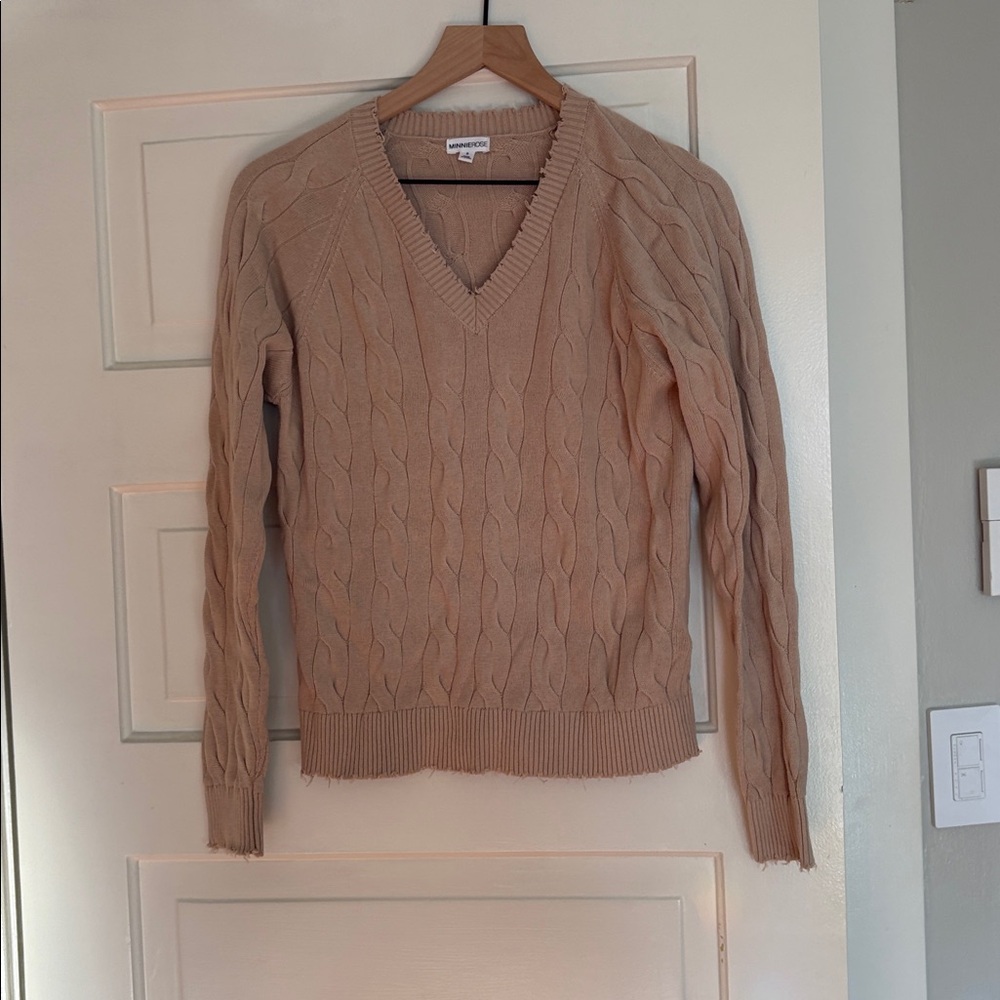 Minnie Rose Beige Knit Sweater